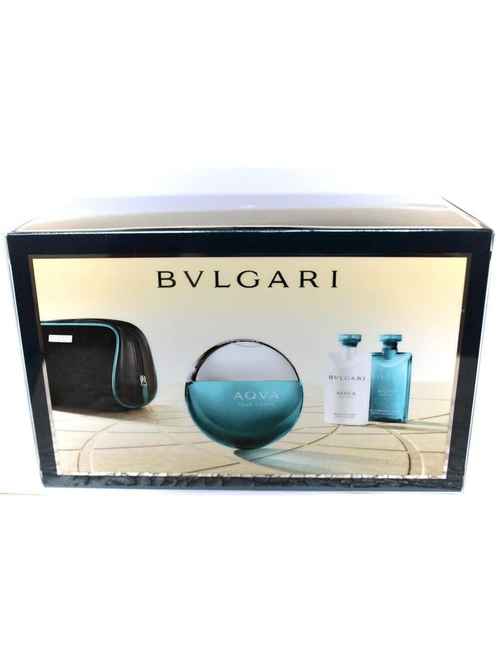 Bvlgari Aqva Pour Homme EDT 4pc Designer Perfume Gift Set for Men w/ After Shave